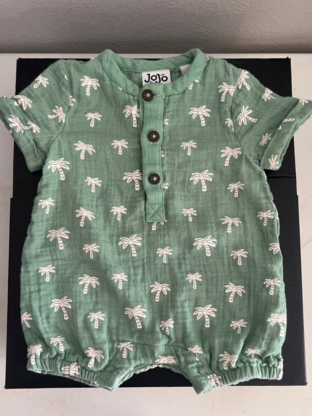 🤍🌴NWT JOJO BEBE PALM PRINT 100% COTTON ROMPER🌴🤍